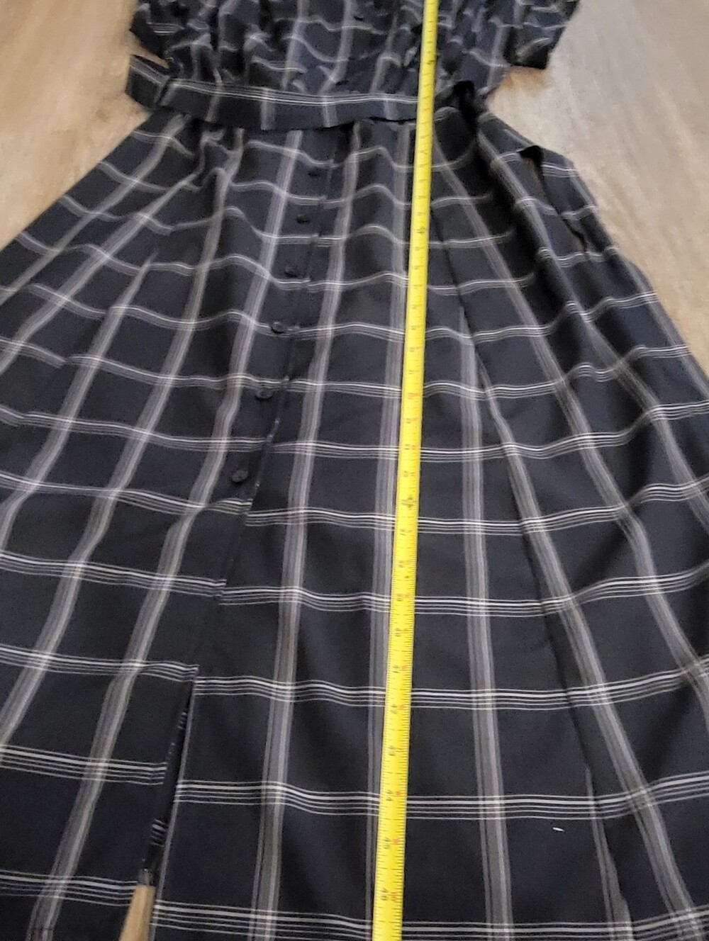 Calvin Klein Womens Size 8 Navy Blue Plaid Belted Midi Shirtdress - Picture 11 of 15